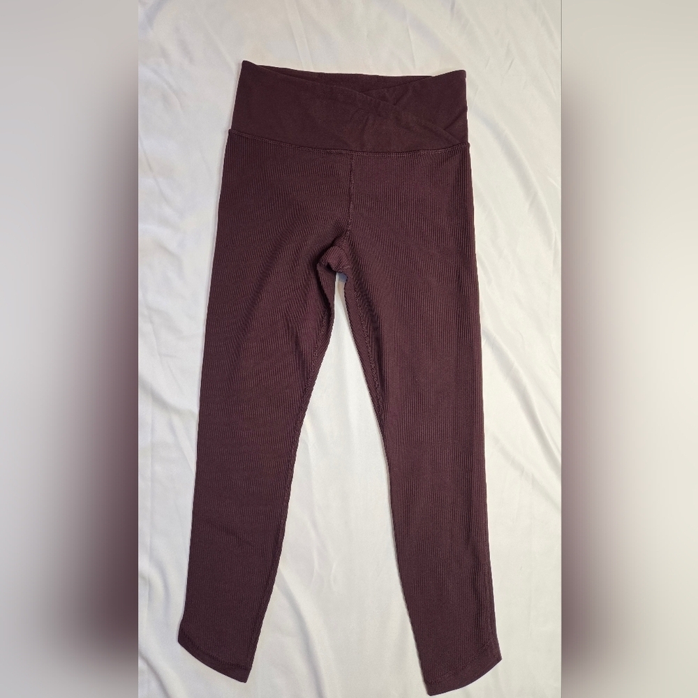 Athleta Elation Crossover Ribbed 7/8 Leggings Asymmetrical Cuff Women’s Size Med